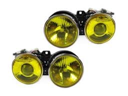 BMW E30 3 Series Euro Lhd Smiley Projector DEPO Headlight Set - Quad Yellow Lens