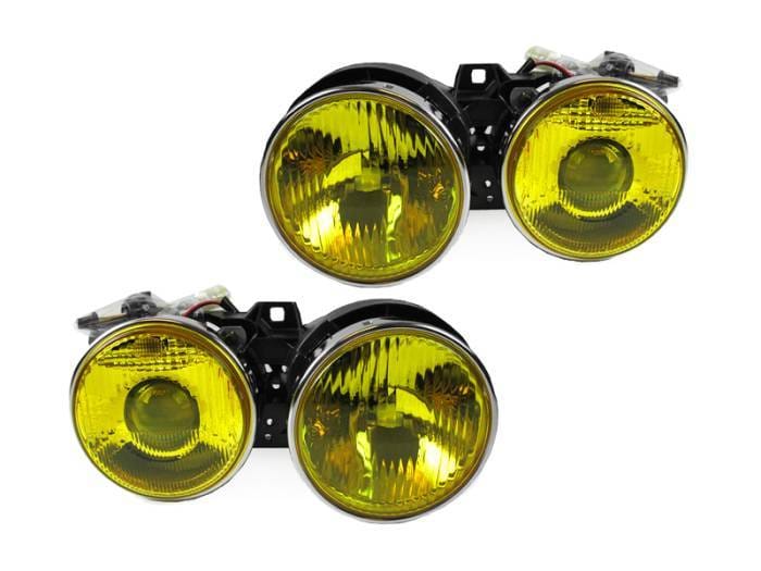 BMW E30 3 Series Euro Lhd Smiley Projector DEPO Headlight Set - Quad Yellow Lens