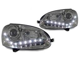 Volkswagen Golf 5/GTi Chrome Projector R8 Led DEPO Headlight -D2S 12 Pin Xenon