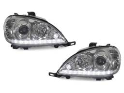 Mercedes W163 Ml Class Depo Euro Chrome Projector DEPO Headlight With Led Strip