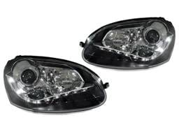 Volkswagen Golf 5 / Jetta Black Projector R8 Led DEPO Headlight - Halogen Model