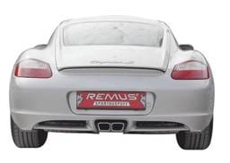 Porsche Cayman Remus Mounting Connection Tube with Dual Exhaust Tips - Trapezoid - 688005 0626