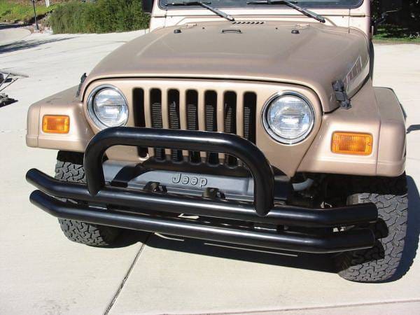 Jeep CJ Rampage Double Tube Bumper - Front with Hoop - Black - 8620