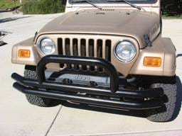 Jeep Wrangler Rampage Double Tube Bumper - Front with Hoop - Black - 8620