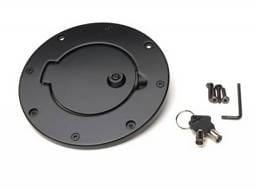 Jeep Wrangler Rampage Billet Style Gas Cover - Black Coat - Locking Door Design with Keys - 85006