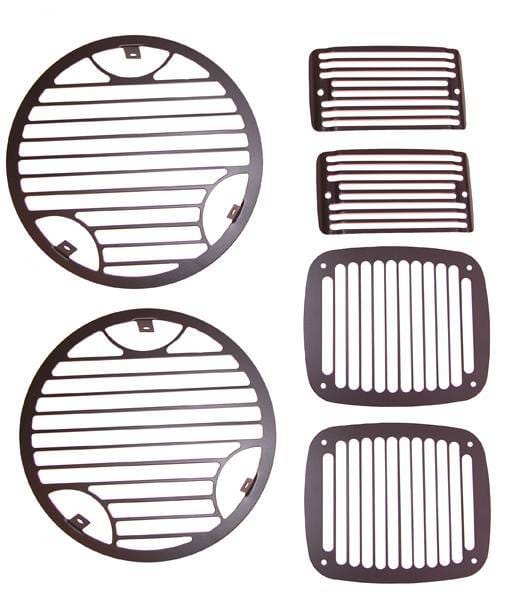 Rugged Ridge Billet Stone Head Light Guard Kit Kit - Black - 6 Piece - 11236-21