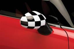 Mini Cooper Putco Manual Mirror Overlays - Checkered Flag - 400519M
