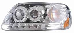 Clear Projector Headlights with Chrome Housing and Halo Ring - 1PC - 91149