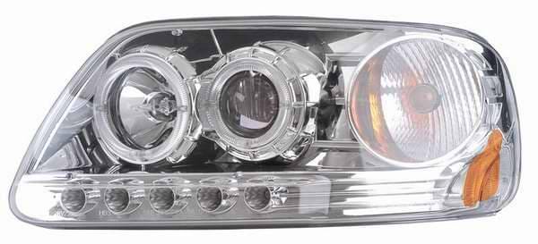 Clear Projector Headlights with Chrome Housing and Halo Ring - 1PC - 91149