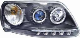 Blue Projector Headlights with Black Housing and Halo Ring - 1PC - 91155