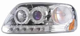 Blue Projector Headlights with Black Housing and Halo Ring - 1PC - 91156