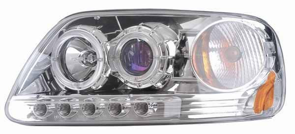 Blue Projector Headlights with Black Housing and Halo Ring - 1PC - 91156