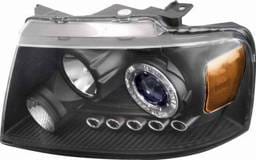 Blue Projector Headlights with Black Housing and Halo Ring - 91198