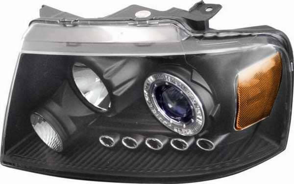 Blue Projector Headlights with Black Housing and Halo Ring - 91198