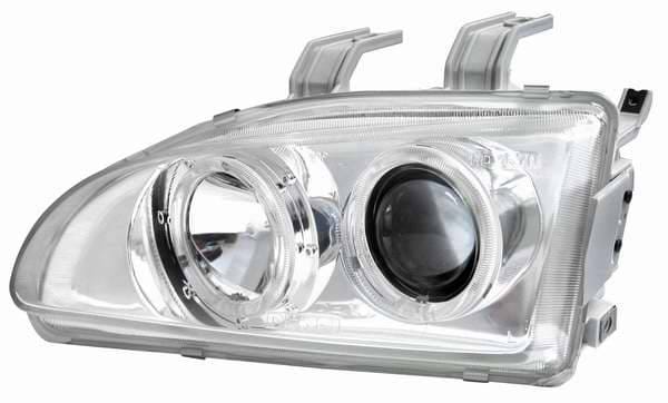 Clear Projector Headlights with Chrome Housing and 7 Color Halo Ring - 910057