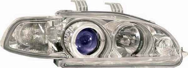 I-Tech Projector Headlights with Chrome Housing and Halo Ring and Blue lights with 1PC - 02ITHC92PCBRIM