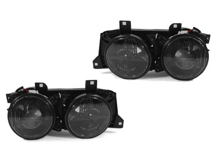 BMW 3 Series DTM Fiberwerkz Smoked Cross Hair Euro Headlights - E30smokedhea
