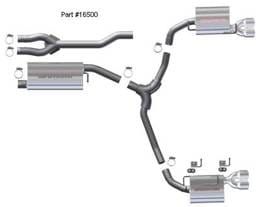 Magnaflow Dual Exit Stainless Steel Cat-back Exhaust System with Quad Tips - 16500
