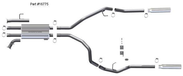 Magnaflow Dual Split Rear Exit Stainless Steel Cat-Back Exhaust  System with Rolled Edge Tips - 16775