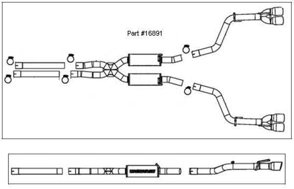 Magnaflow Dual Exit Stainless Steel Competition Series Cat-Back System with Quad Tips - 16891