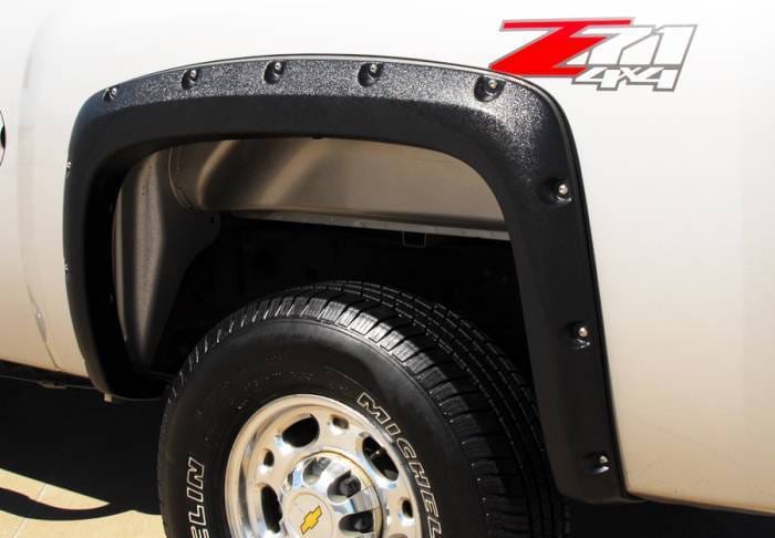 Chevrolet Silverado Prestige Rear Pair RX Rivet Style Textured Fender Flare Set - RX106TB