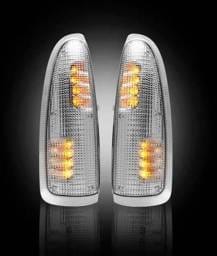 Recon LED Side Mirror Lenses with Amber Signals and Clear Lens - 2PC - 264120CL
