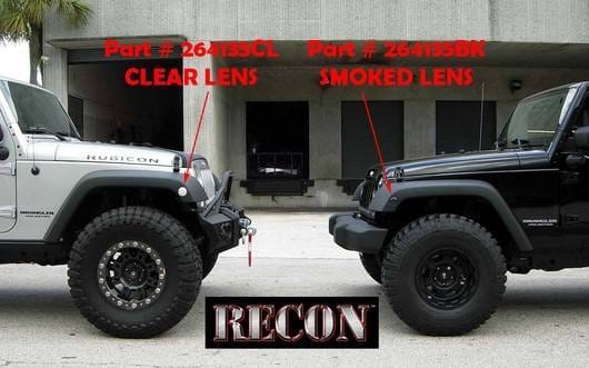 Jeep Wrangler Recon Round Front Fender Lenses with Amber LED - Smoked Lens - 264135BK thumbnail 4
