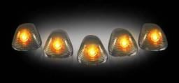 Recon Smoked Cab Lens with Amber Xenon Bulbs - 5PC - 264142BK