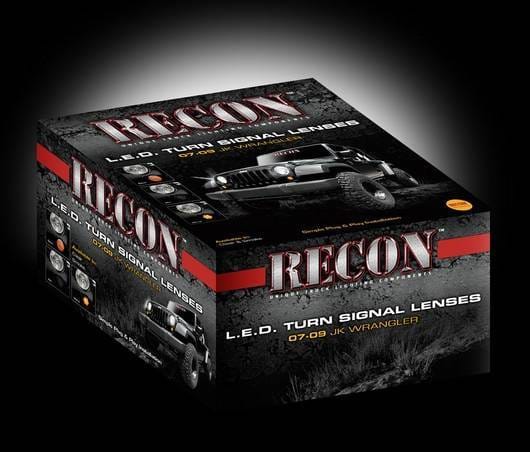 Jeep Wrangler Recon Round Front Turn Signal Lenses with Amber LED - Smoked Lens - 264134BK