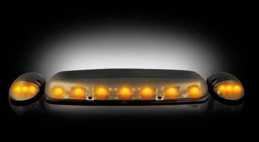 Recon Smoked Cab Lens with Black Base Wiring and Amber LED Bulbs - 3PC - 264155BK