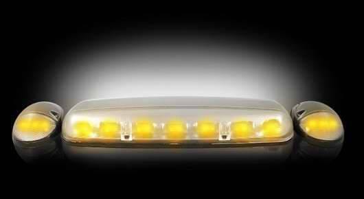 Recon Clear Cab Lens with Chrome Base Wiring and Amber LED Bulbs - 3PC - 264155CL