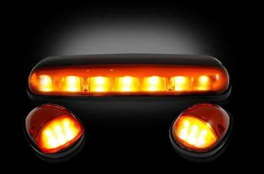 Recon Amber Cab Lens with Black Base Wiring and Amber LED Bulbs - 3PC - 264155AM