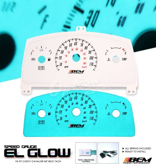 Chevrolet Cavalier Option Racing Indiglo Gauge Face Overlay Set - 58-15106