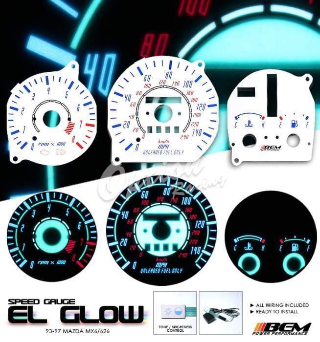 Mazda MX6 Option Racing Indiglo Gauge Face Overlay Set - 58-31110