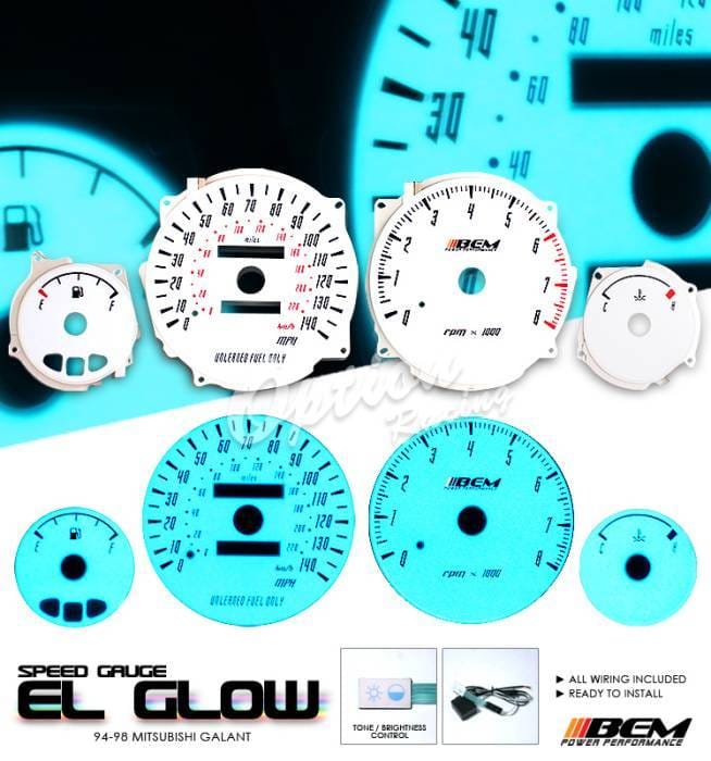 Mitsubishi Galant Option Racing Indiglo Gauge Face Overlay Set - 58-35114