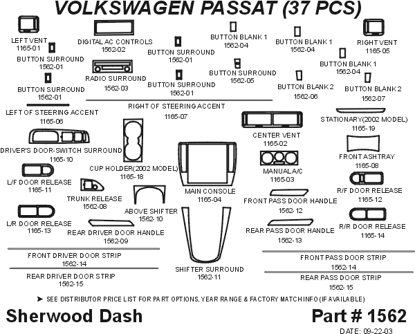 Volkswagen Passat Sherwood 2D Flat Dash Kit thumbnail 5