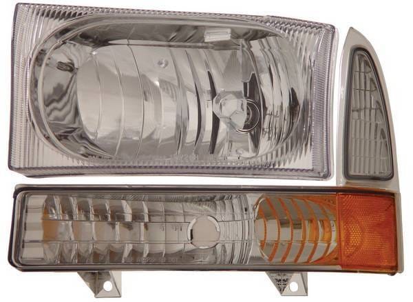 Ford Excursion Anzo Headlights - Chrome with Corner Amber - 111081