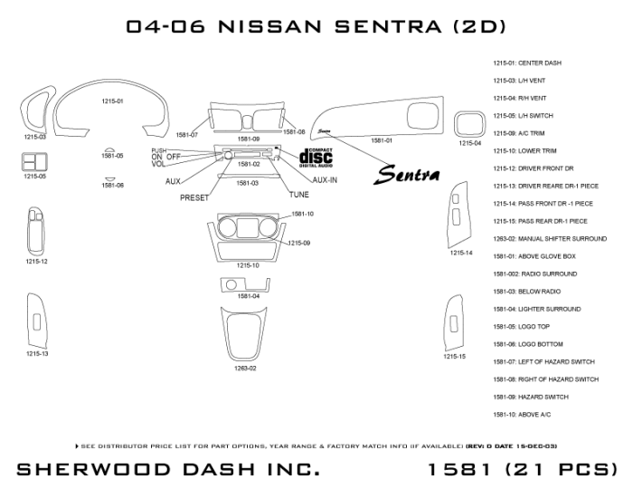 Nissan Sentra Sherwood 2D Flat Dash Kit thumbnail 5