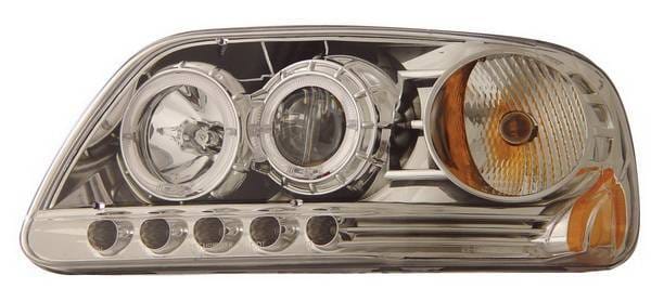 Ford Expedition Anzo Projector Headlights - Chrome Clear with Halo - 1PC - 111054