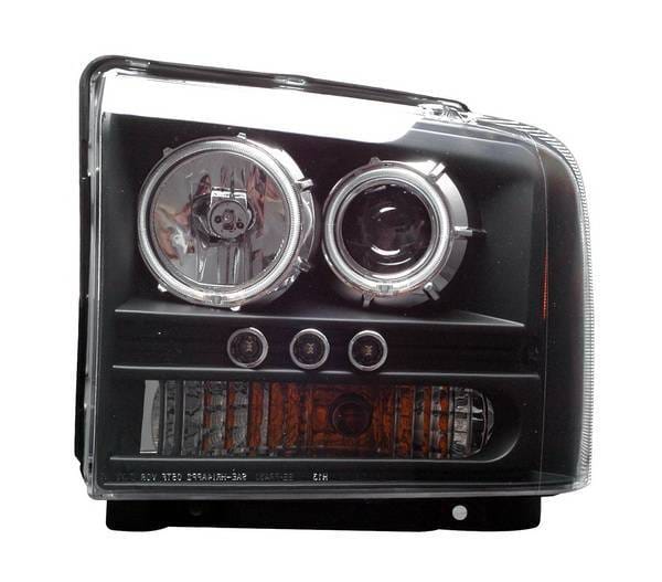 Ford Superduty Anzo Projector Headlights - Black with Halos - CCFL - 111117