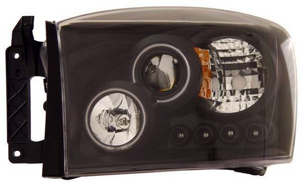 Dodge Ram Anzo Projector Headlights - Halo Black & Clear & Amber- CCFL - 111104