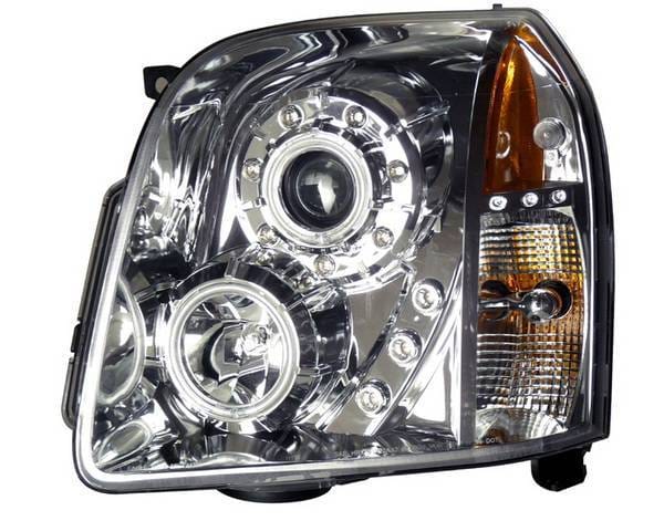 GMC Yukon Anzo Projector Headlights - Halo Chrome & Clear Amber - CCFL - 111147