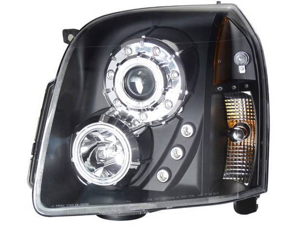 GMC Yukon Anzo Projector Headlights - Halo Black & Clear & Amber - CCFL - 111148