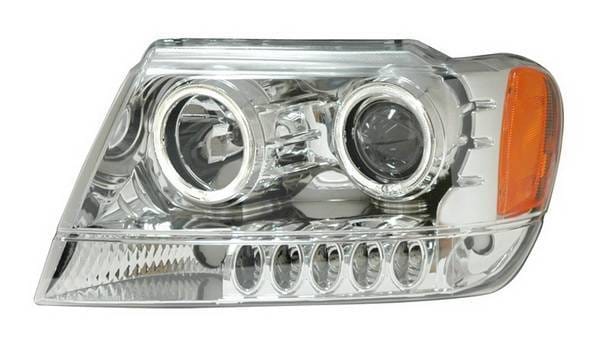 Jeep Grand Cherokee Anzo Projector Headlights - Halo Chrome & Clear Amber - CCFL - 111157