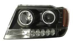 Jeep Grand Cherokee Anzo Projector Headlights - Halo Black & Clear & Amber - CCFL - 111158
