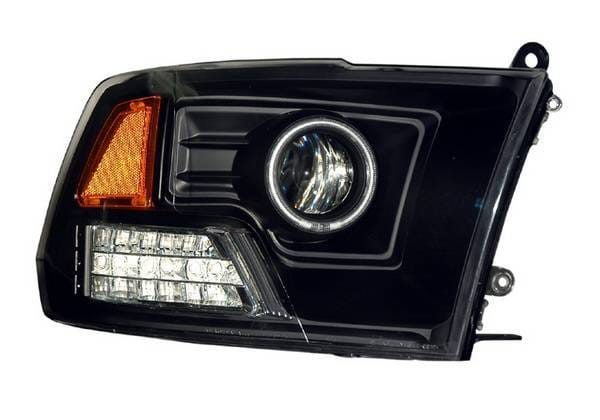 Dodge Ram Anzo Projector Headlights - Halo Black & Clear & Amber - CCFL - 111159