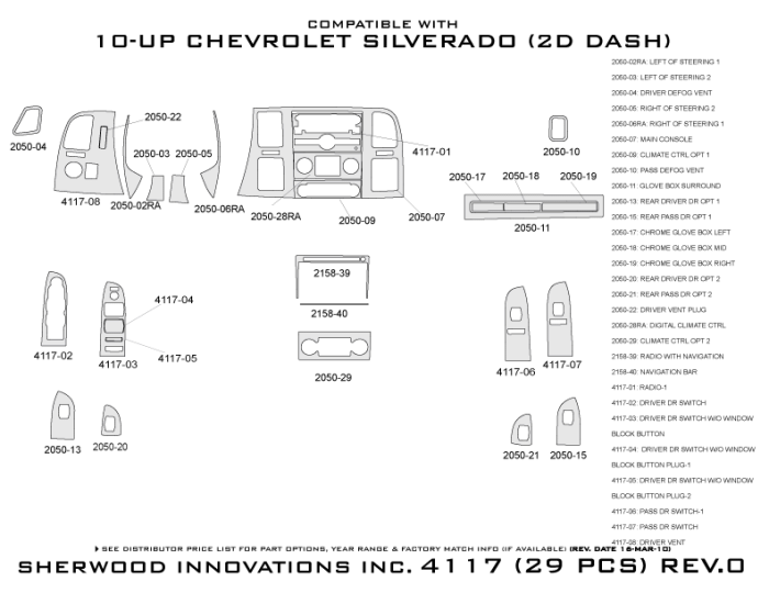 Chevrolet Silverado Sherwood 2D Flat Dash Kit thumbnail 5