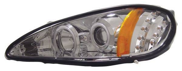 Pontiac Grand Am Anzo Projector Headlights - with Halo - Chrome & Clear with Amber Reflectors - 121167