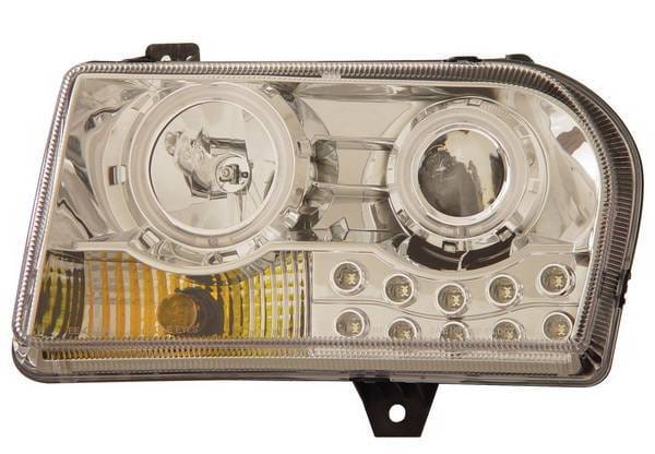 Chrysler 300 Anzo Projector Headlights - with Halo - Chrome & Clear with Amber Reflectors - 121136
