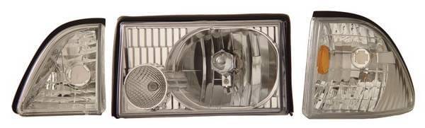 Ford Mustang Anzo Headlights - Crystal with Corner & Inner Corners Chrome - 121195